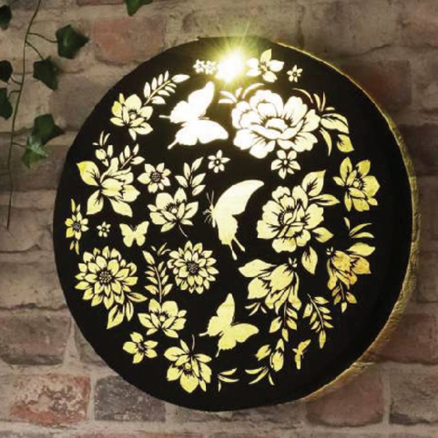 Tesco JPG version for Round Butterfly Solar Wall Panel Metal LED Garden Decor - 40cm x 40cm x 5cm