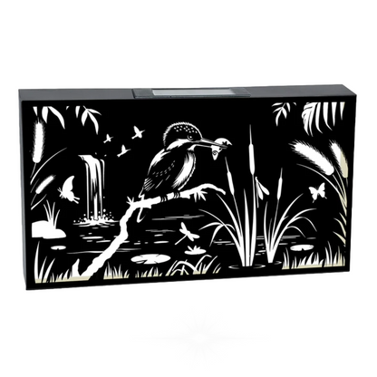 Solar Kingfisher Wall Panel Metal LED Garden Decor