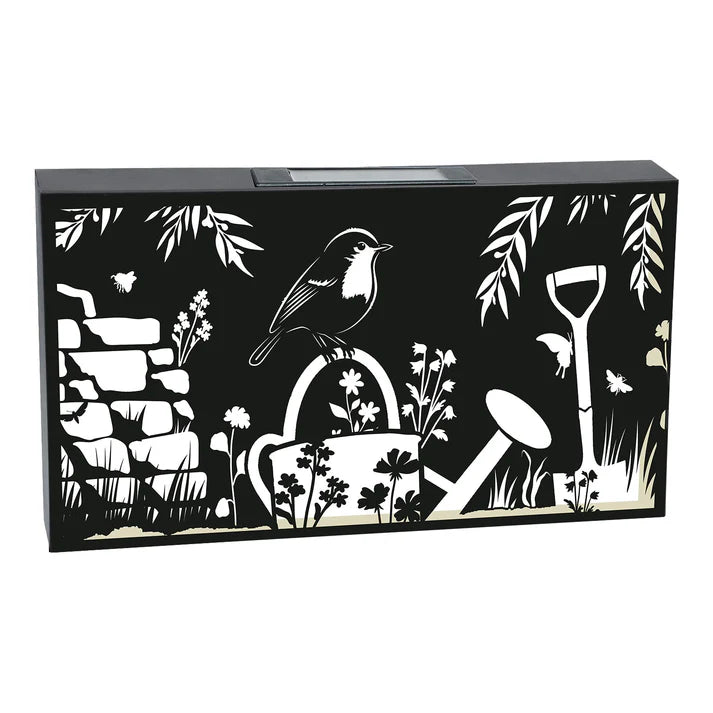 Solar Robin Wall Panel Metal LED Garden Decor