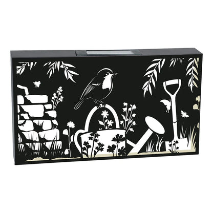 Solar Robin Wall Panel Metal LED Garden Decor