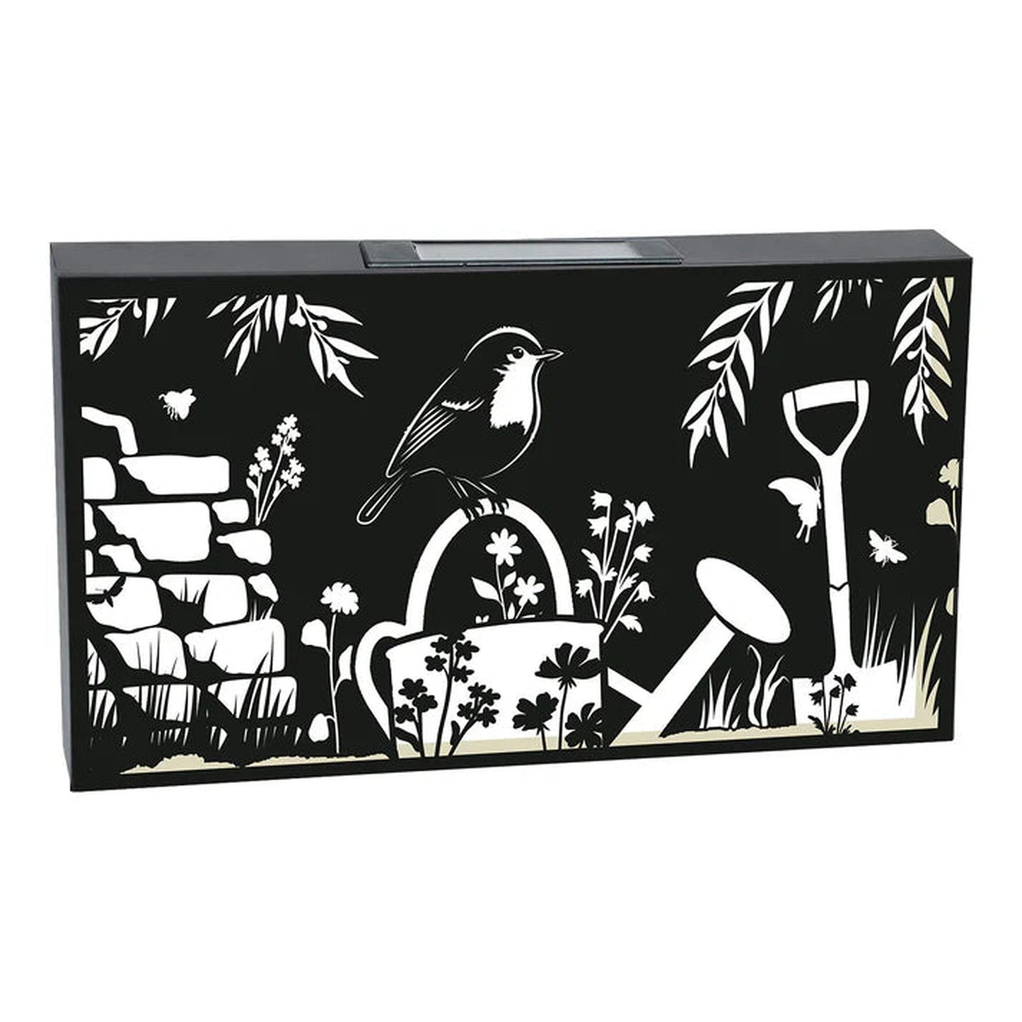 Solar Robin Wall Panel Metal LED Garden Decor