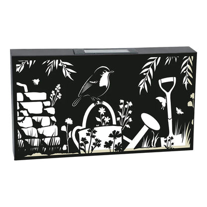 Solar Robin Wall Panel Metal LED Garden Decor