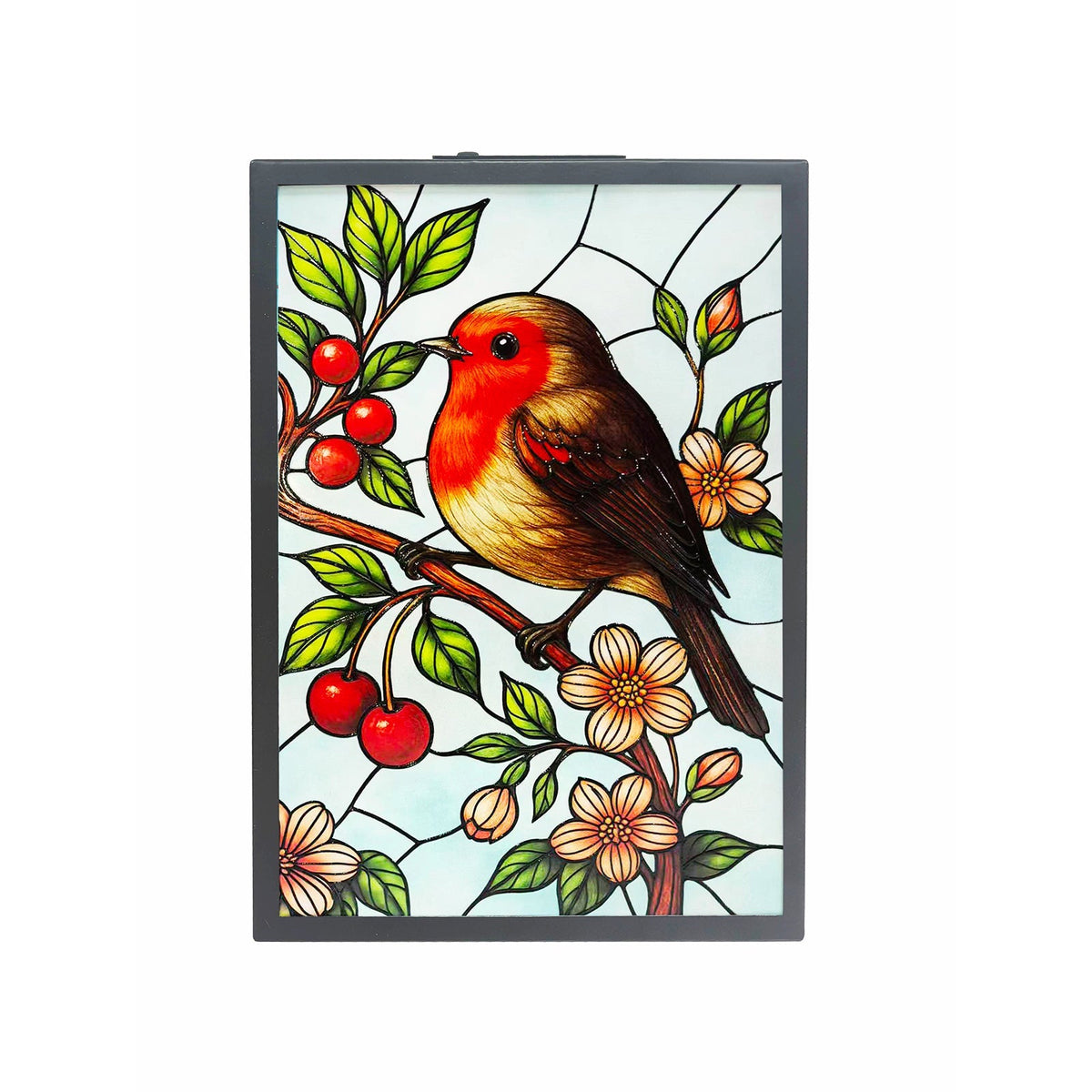 Robin solar backlit suncatcher wall art garden light