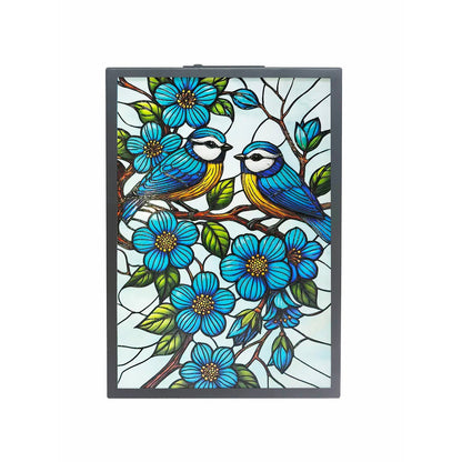 Blue tit solar backlit suncatcher wall art garden light