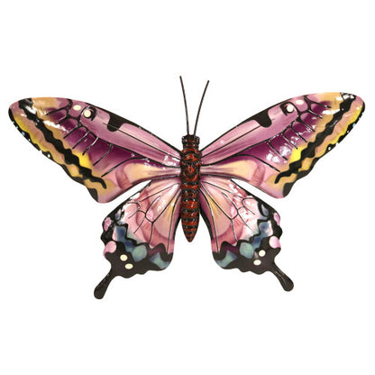 Metal Butterfly Wall Art Decoration - Pink Blue Green Orange Fence Butterflies