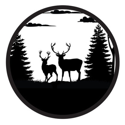 Solar Backlit Stag Deer Silhouette Wall Art - Outdoor Metal Garden Decor