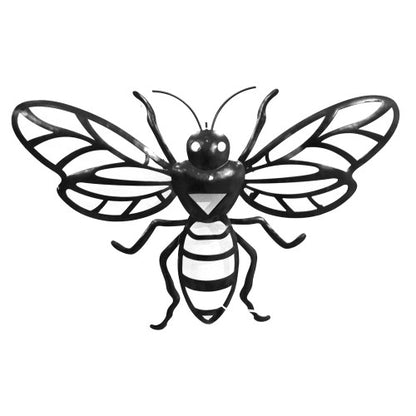 Butterfly and Bee Solar Backlit Wall Art - Outdoor Metal Garden Decor with Lighting