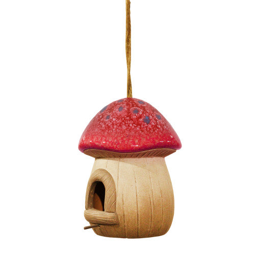 Mushroom Resin Bird House Garden Ornament