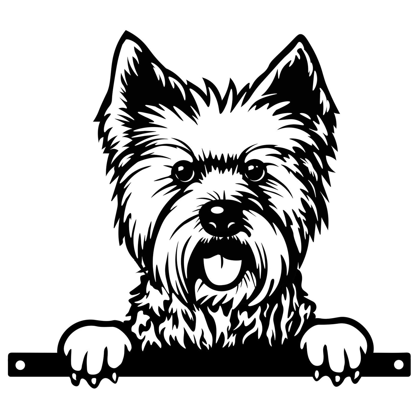 Peeking West Highland Terrier Dog Fence Topper Black Metal Silhouette Garden Decoration