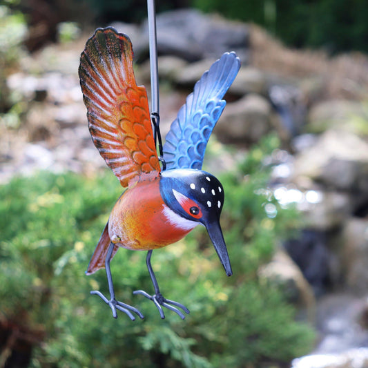 Metal Hanging Kingfisher Garden Ornament, 14cm