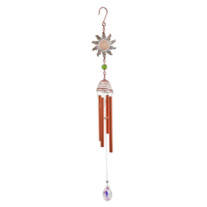 Rose Gold Sun Wind Chime with Crystal, Garden Chimes 58cm x 8cm x 6cm