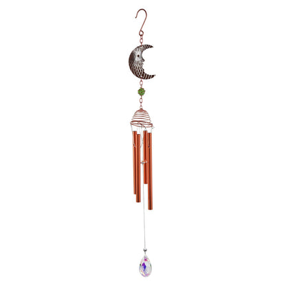 Rose Gold Moon Wind Chime with Crystal, Garden Chimes 58cm x 8cm x 6cm