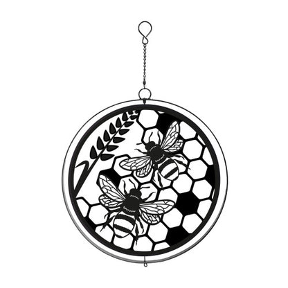 Honey Bee Silhouette Hanging Orbit Spinner - Black Bronze