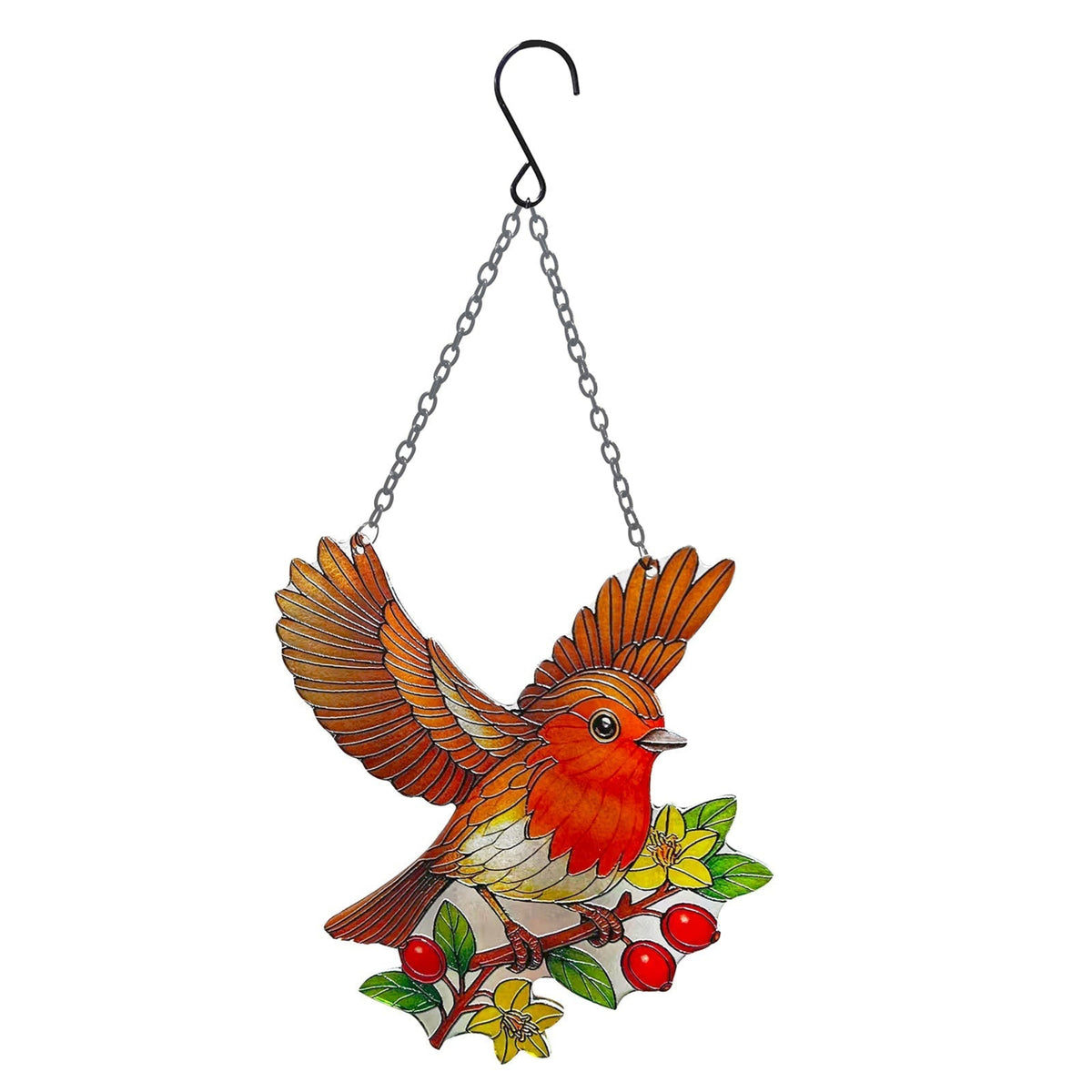 Cut glass robin hanging suncatcher 39cm by 21cm