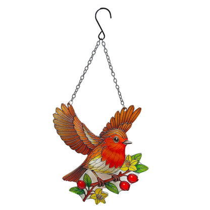 Cut glass robin hanging suncatcher 39cm by 21cm