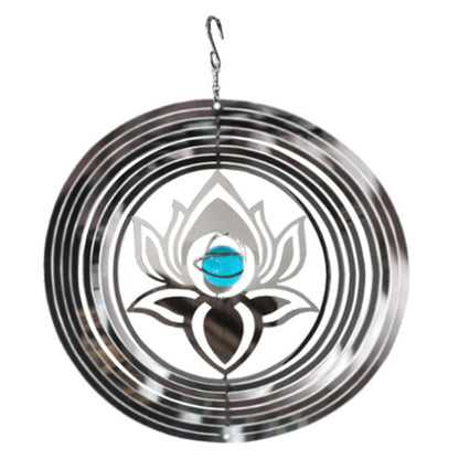 Silhouette Orbit Spinner - Stainless Steel Hanging Wind Spinner Tree Hanger Garden Ornament - Serenity Spa Decor Meditation and Yoga