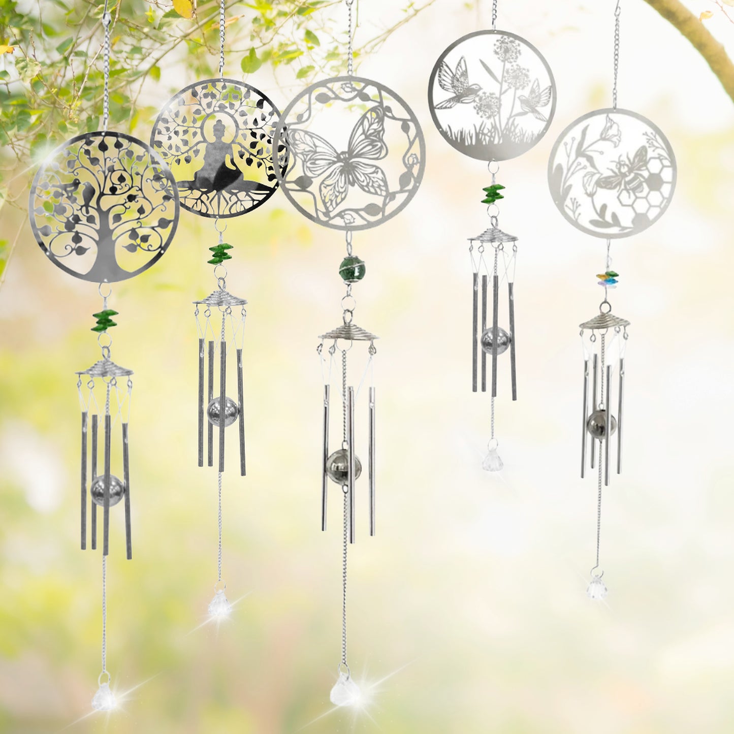 Tesco JPG version for Stainless Steel Hanging Wind Chime - 55cm Outdoor Metal Garden Chime Patio Decor