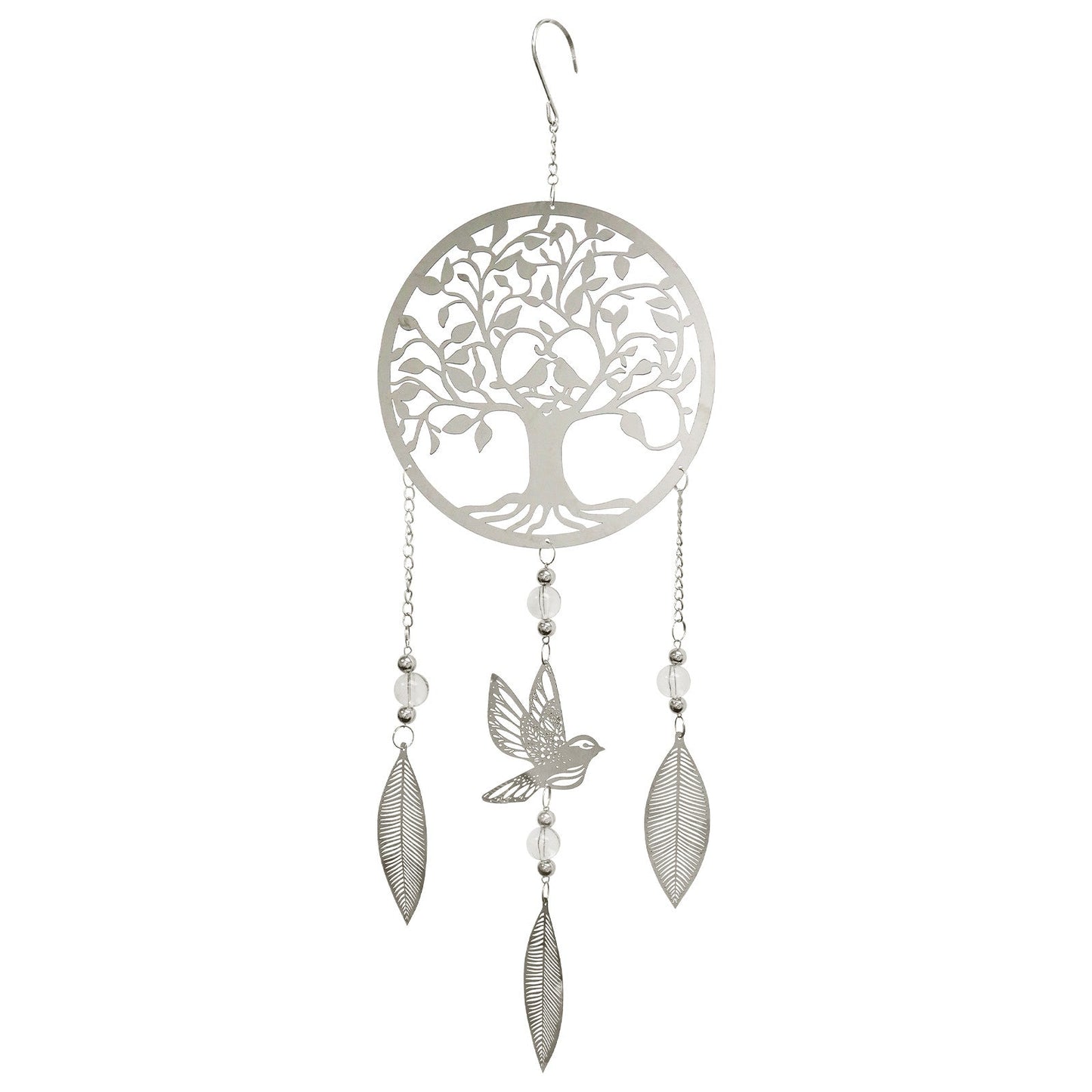 Stainless Steel Hanging Dreamcatcher - Tree of Life Outdoor Spinning Garden Decor