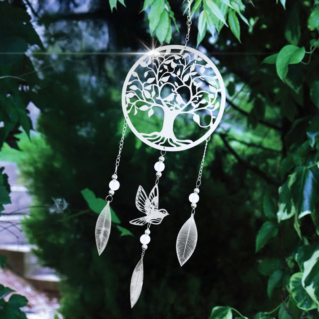 Stainless Steel Hanging Dreamcatcher - Tree of Life Outdoor Spinning Garden Decor