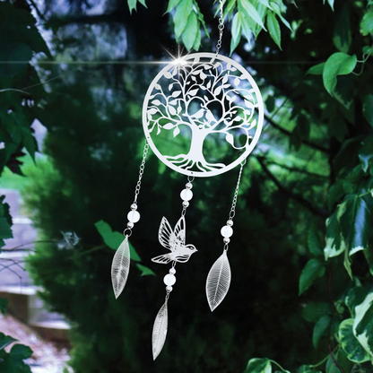 Stainless Steel Hanging Dreamcatcher - Tree of Life Outdoor Spinning Garden Decor