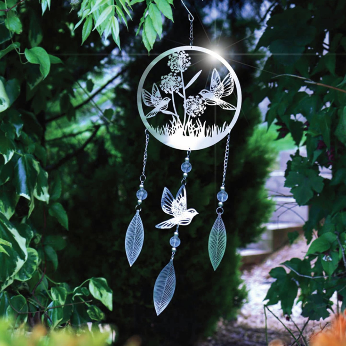 Tesco JPG version for Stainless Steel Hanging Dreamcatcher - Bird Outdoor Spinning Garden Decor - 59cm x 18cm