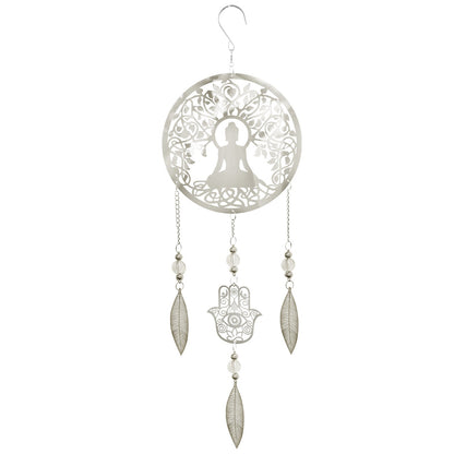 Stainless Steel Hanging Dreamcatcher - Buddha Outdoor Spinning Garden Decor