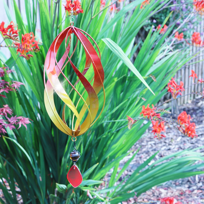 Metal Hanging Wind Spinner, Colourful Kinetic Spinning Garden Tree Ornament