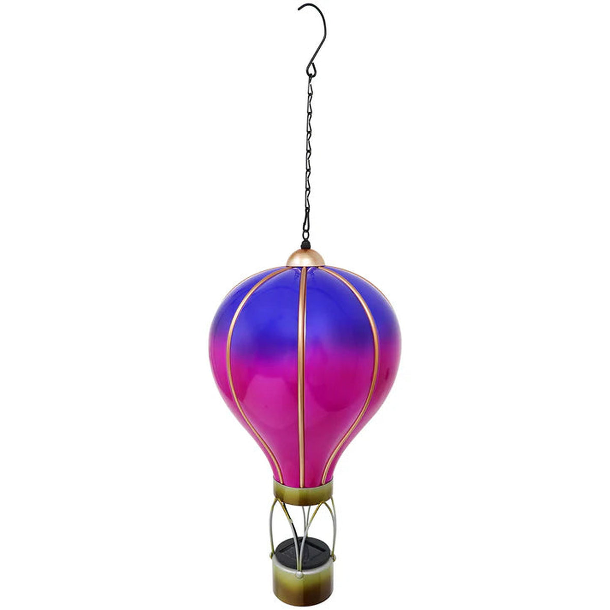 Violet Solar Hot Air Balloon - Outdoor Hanging LED Light for Garden, Patio & Porch Décor - 45cm x 14cm x 14cm
