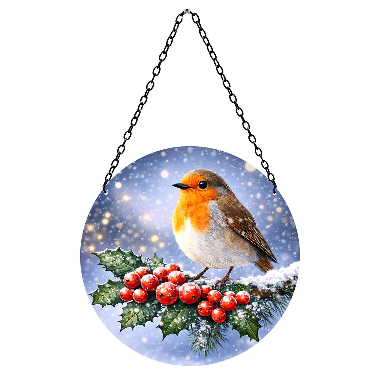 Christmas robin glass hanging suncatcher window decoration
