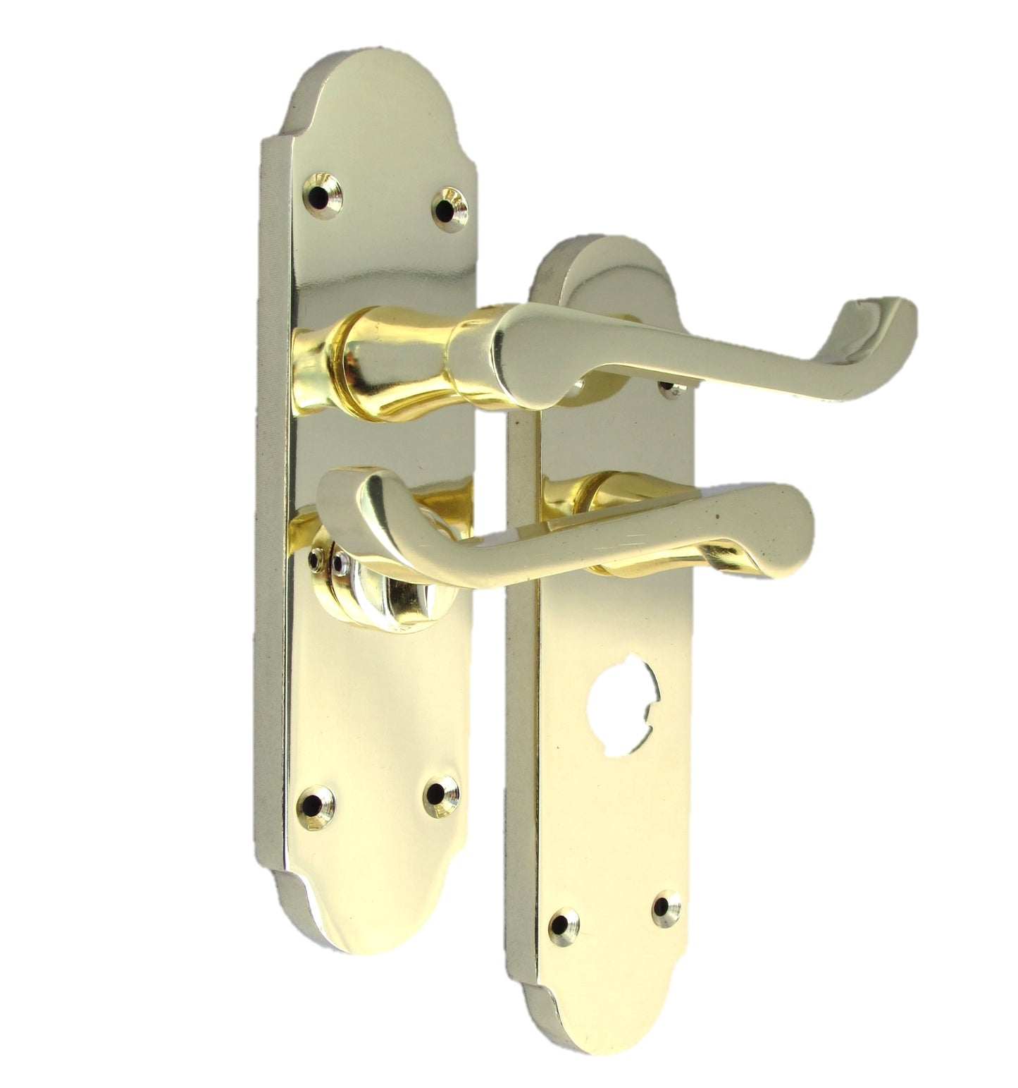 Epsom Door Handle Bath Privacy Lock Scroll Lever - Brass