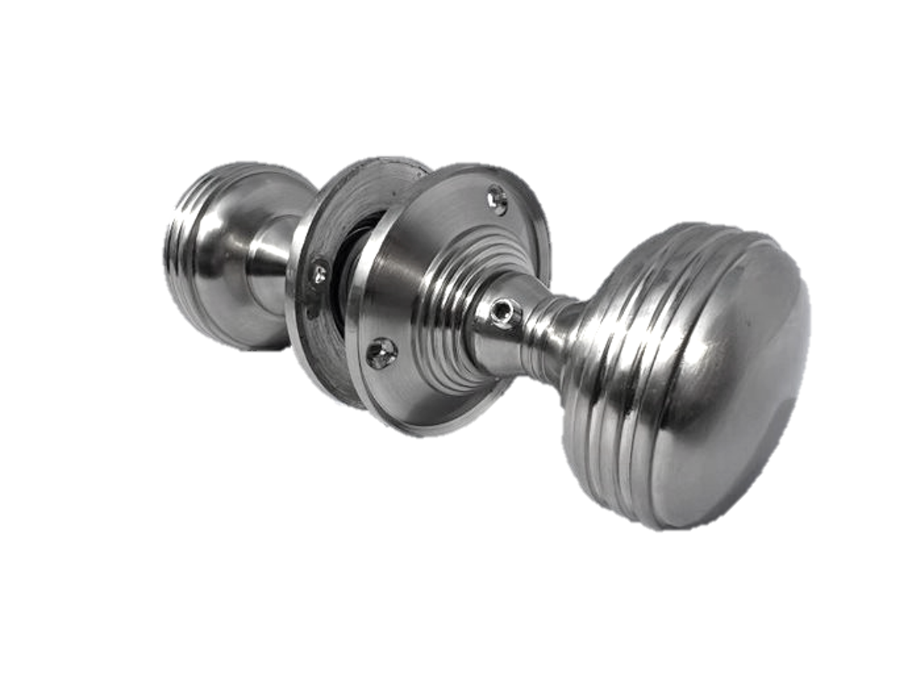 Boutons de porte cannelés à mortaise robustes - Satin 64 mm