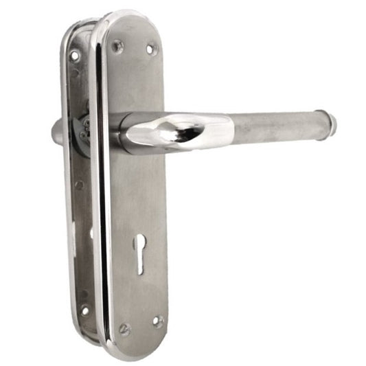 Marina Door Handle Two Tone Lock Lever - Chrome and Satin