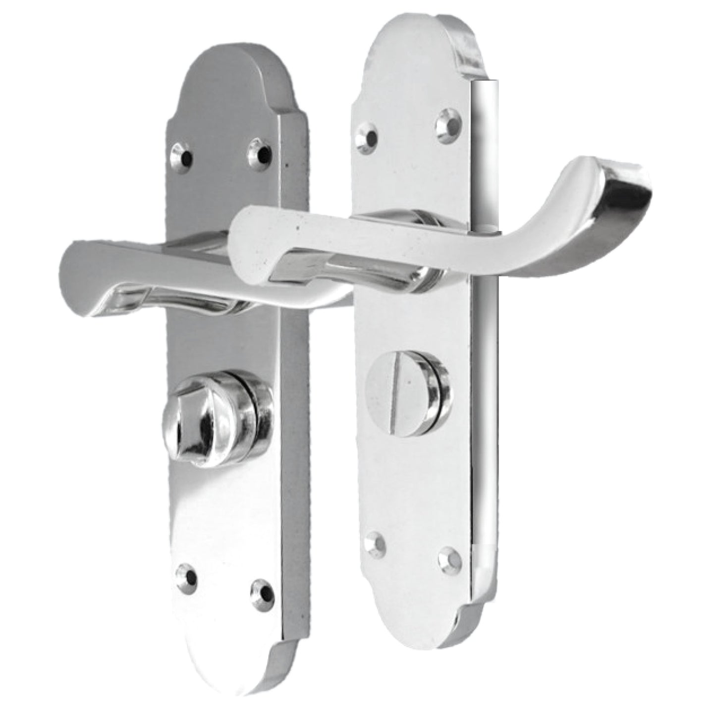 Epsom Door Handle Bath Privacy Lock Scroll Lever - Chrome