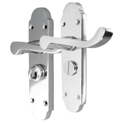 Epsom Door Handle Bath Privacy Lock Scroll Lever - Chrome