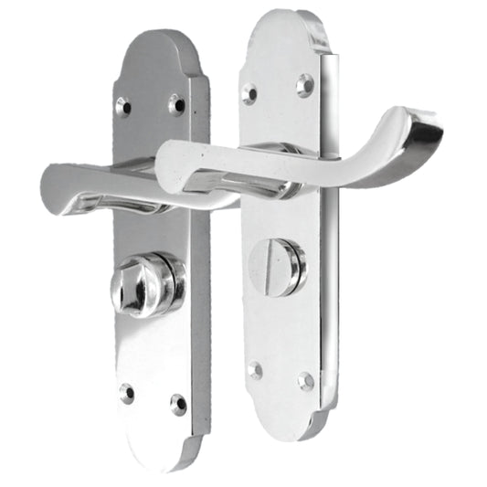 Epsom Door Handle Bath Privacy Lock Scroll Lever - Chrome