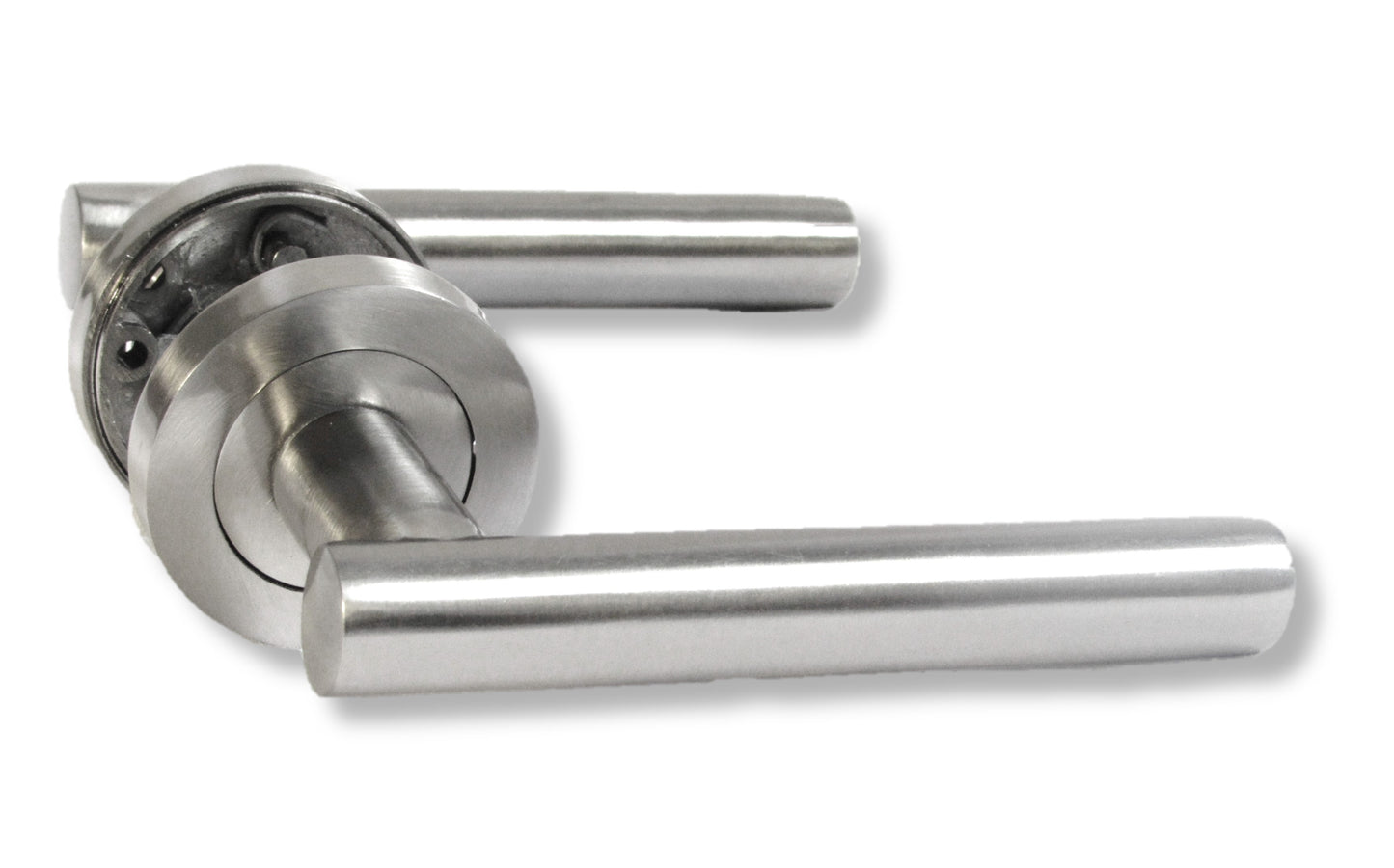 Door Handles T Bar Straight Lever on Rose Latch PACK - Satin 125mm