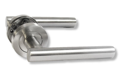 Door Handles T Bar Straight Lever on Rose Latch PACK - Satin 125mm