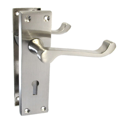 Door Handles Victorian Scroll Lever Lock - Satin 150 x 40mm