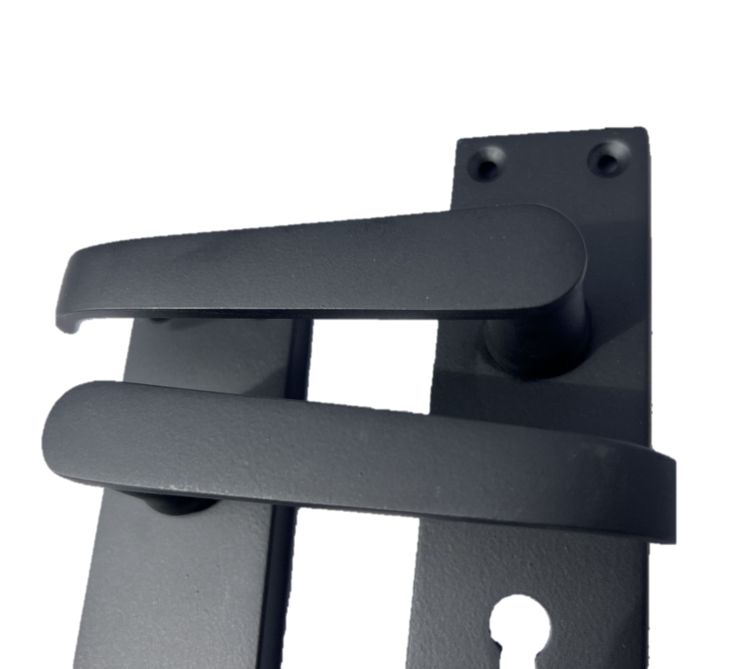 Door Handles Victorian Straight Lock Handle - Matt Black 150 x 40mm
