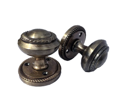 Door Knobs Georgian Rope Antique Interior Mortice 63mm Diameter Rose