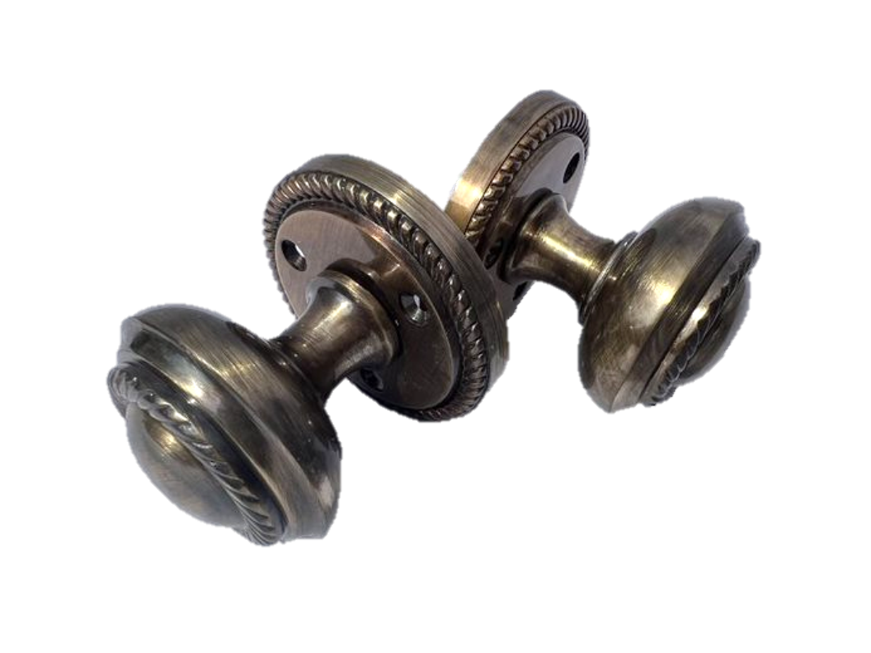 Door Knobs Round Georgian Roped Mortice Knob - Antique 62mm