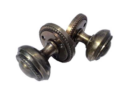 Door Knobs Round Georgian Roped Mortice Knob - Antique 62mm