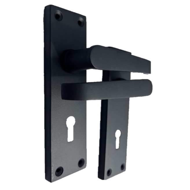 Door Handles Victorian Straight Lock Handle - Matt Black 150 x 40mm