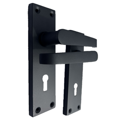 Door Handles Victorian Straight Lock Handle - Matt Black 150 x 40mm