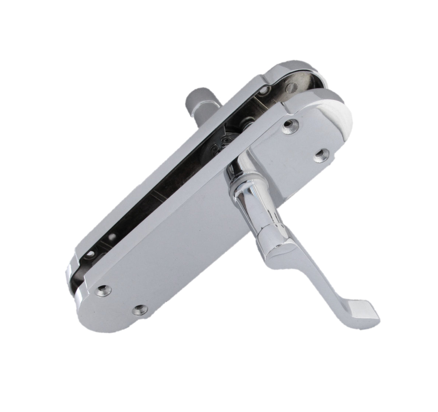 Epsom Door Handle Latch Victorian Scroll Lever - Chrome