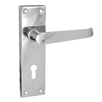 Door Handles Straight Lever Lock Keys Hinge Set - Chrome 150 x 40mm