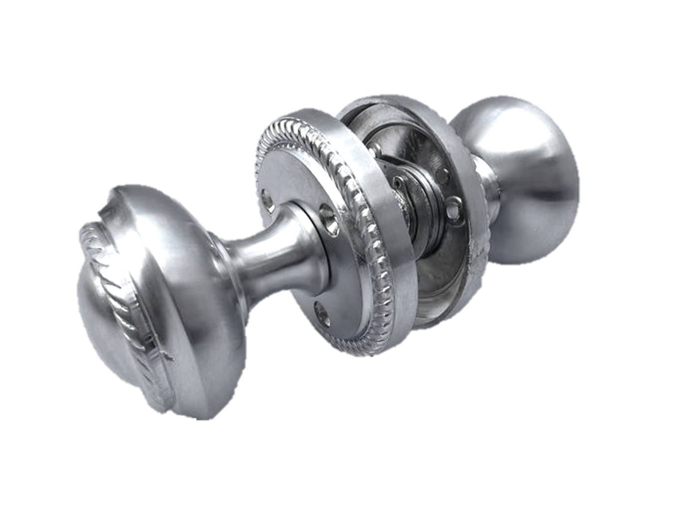 Boutons de porte intérieurs satinés, mortaise, corde géorgienne, diamètre 63 mm, rosace 50 mm