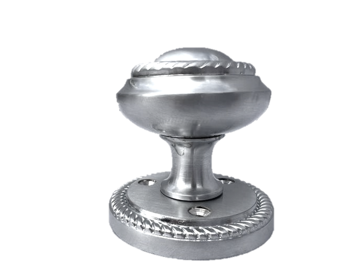Boutons de porte intérieurs satinés, mortaise, corde géorgienne, diamètre 63 mm, rosace 50 mm