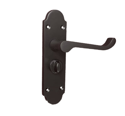 Pair of Victorian Scroll Style Privacy Lock Handle and Latch - Matt Black