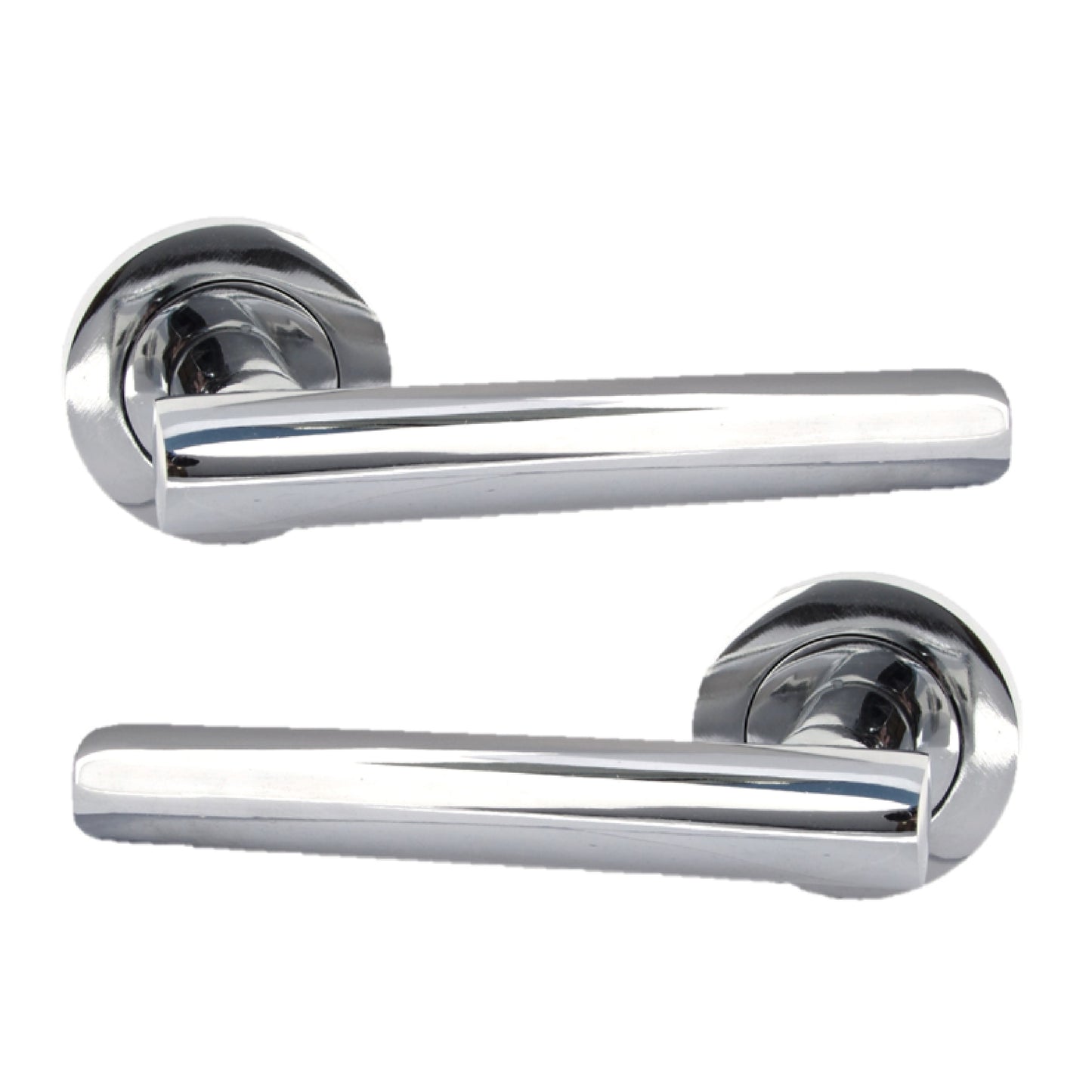 Door Handles T Bar Straight Lever on Rose Latch - Chrome 125mm